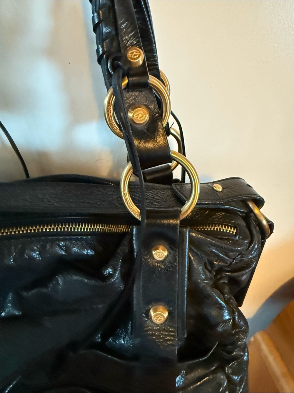 Black Leather Handbag, with an edgy vibe. - Picture 2 of 5